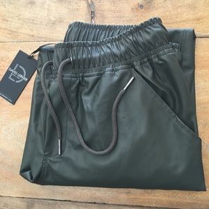 David lerner ankle zip leather jogger